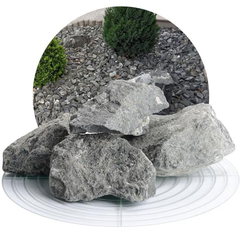 Schicker Mineral Diabas Ziersplitt grau 25 kg 40-70 mm, Naturstein farbecht | Splitt für Steingärten, Beet, Gartenteich, Fassadenschutz, Weg- und Terrassengestaltung, robust, witterungsbeständig, Garten