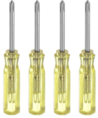 QUARKZMAN 4 Stück PH0 Mini Kreuzschraubendreher Set Kleine Schraubenzieher Set 2mm Magnetisch Kreuzkopf 45mm Länge Feinmechaniker Schraubendreher Set für Reparatur Werkzeug Set, Gelb