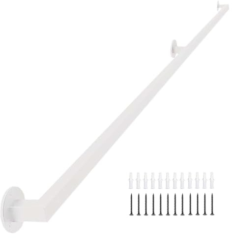 Yopappol Corrimano per Scale a Parete 1 2 3 4 5 6 Metri | Corrimano in Ferro battuto per Scale | Corrimano per Scale Interne Corrimano per gradini Esterni | Tubo zincato Bianco(250cm)