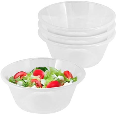 Set Of 6 Plastic Deep Mixing Bowls - 25Cm Transparent Ingrediants Bowl | Ideal For Kitchen, Catering, Resataraunts, Cooking | Tableware Bowl for Mixing, Whipping, Double Boiling & Marinating