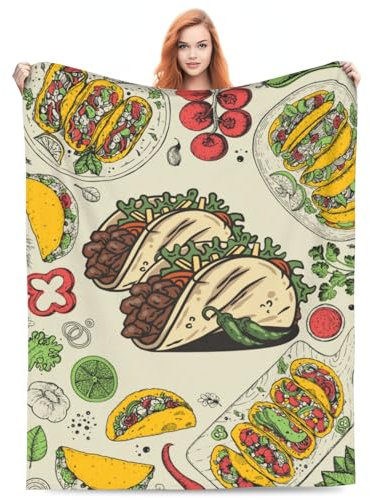 Taco Tuesday Party - Manta de franela de forro polar para comida, súper suave, ligera y acogedora para sofá, sala de estar, cama, camping, viajes, 40 x 50 pulgadas, regalos de tacos mexicanos para