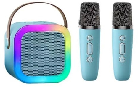 Ziyan Wireless Karaoke Lautsprecher Bluetooth Mikrofon K12 Home KTV Karaoke Maschine RGB Licht tragbarer Mini Bluetooth Lautsprecher (blau)