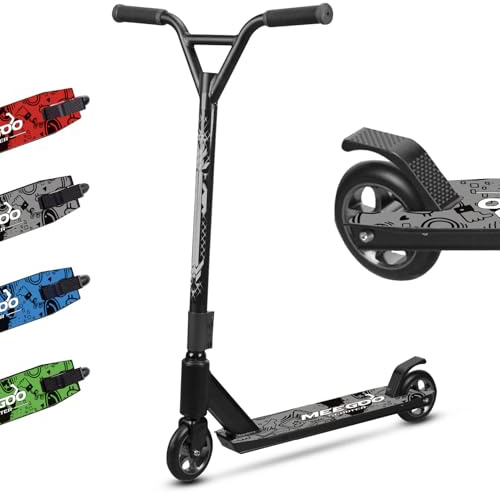 MEE GOO Pro Freestyle Stunt-Scooter ABEC-10 Kugellager, Trick-Scooter aus Leichter Legierung mit Rad aus Aluminiumlegierung, Rahmen bis zu 100 kg für Fortgeschrittene und Anfänger, Skatepark (Grau)