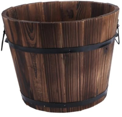 Sharplace Blumentopf aus Holz, Pflanztopf mit Abflussloch, rustikaler Pflanzkübel aus, Pflanzkübel für Hof, Innen- und Außenbereich, Garten, Heimdekoration
