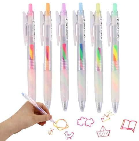Caelura 6 Stück Glitzerstifte Gelstifte Glitzer, Regenbogen stifte, Glitzer Gelstifte für Kinder Erwachsene Malbuch Zeichnung Scrapbook DIY-Grußkarten (Neon)