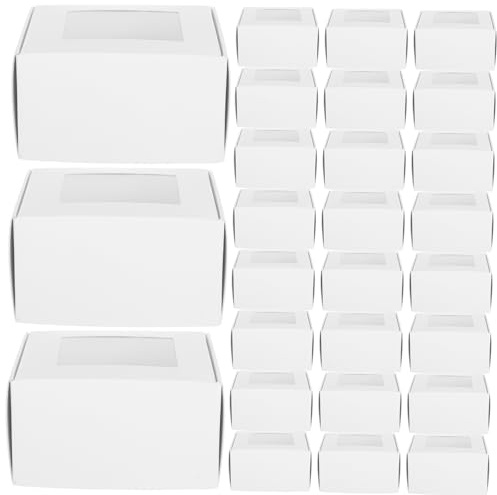 Veemoon 50stücke Papierverpackungsbox mit Transparentem Fenster Kleine Boxen aus Dickem Papier mit Deckel für Seifenverpackung Gastgeschenke und Aufbewahrung Kleiner Artikel