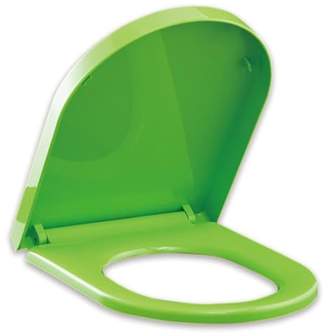 WC-Sitz mit Absenkautomatik, Toilettendeckel aus PP, Klodeckel mit Verstellbaren Scharnieren und Quick Release Funktion für Leicht zu Reinigen, Toilettensitz in U Form, Grün, 46x36cm