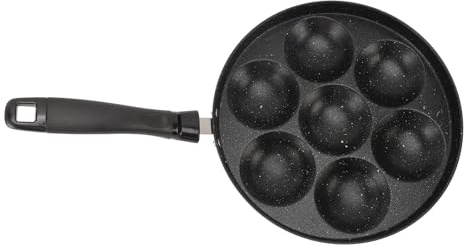 Phefop Poêle Aebleskiver en Fonte, Poêle à Omelette Antiadhésive Multi-trous avec Poignée Résistante à la Chaleur pour Faire des Crêpes et des Plats à œufs dans la Cuisine à Domicile