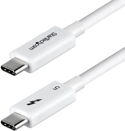 StarTech 1 m Thunderbolt 5-kabel, 80 Gbps/120 Gbps, 240 W, 8K 60Hz, certifierad Thunderbolt-kabel, TB4/USB4/USB-C, vit