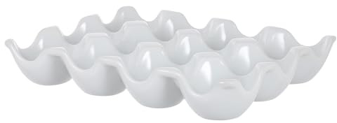 Alipis Vassoio Portauova in Ceramica 12 Scomparti Bianco per Frigorifero Organizer Uova da Conservazione Resistente Urti per Cucina e Ripiano Frigorifero