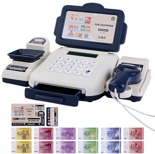 Kids Shopping Calculator - Complete Play Set, Toy Store Scanner, roleplays Checkout, Fun Learning Gadget | Plays Cash Register Set Designed for Children Boys Girls Preschoolers Imaginative Play