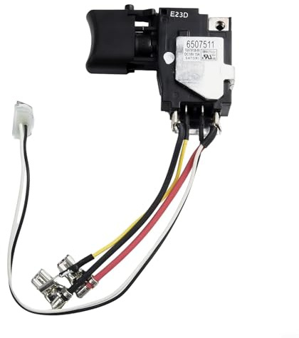 Minhe 650751-1 Interrupteur 18 V pour outil électrique TD152D DTD152 DTD152Z DTD152RME DTD152RFE Remplacement facile à installer Noir Correspond à l'équipement d'origine