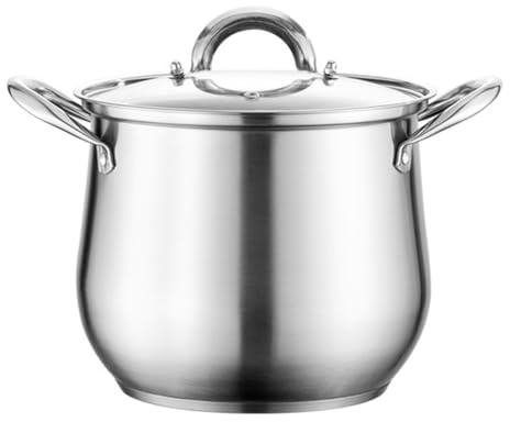 SAFIGLE Olla de Sopa de Acero Inoxidable 24 Cm con Base Reforzada, Gran Capacidad y Doble Asa Ergonómica, Olla Grande para Cocina Doméstica y Estufa, Utensilio de Cocina Multifuncional