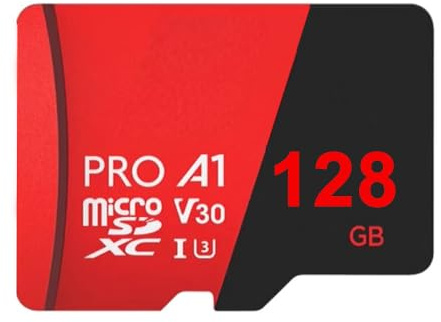 Carte mémoire TF Pro 128 Go 100/30 Mo/s UHS-I C10 U3 A1 V30 Haute Vitesse pour la Surveillance par caméra de téléphone Portable et l'enregistrement vidéo en Voiture
