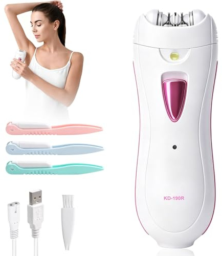 Facial Hair Remover for Women Cordless Epilator with LED Light, Mini Rechargeable Face Epilator for Bikini Area, Legs, Arms with 3 Eyebrow TrimmerPrecise Electric Trimmer for Smooth Skin
