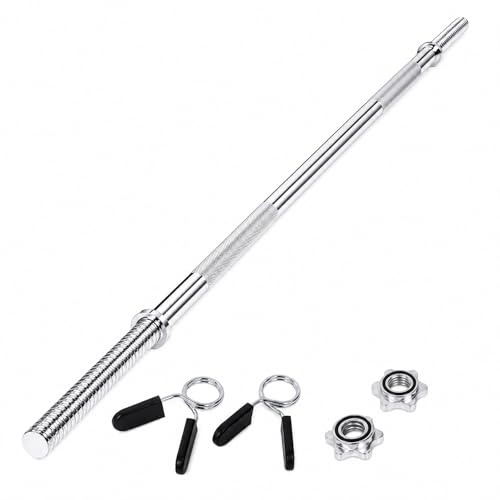 Centra 55 Standard Barbell Bar & 4ft Olympic EZ Curl Bar, Weight Lifting Bar, Anti-Slip Knurled Grip for Bench Press, Hip Thrusts, Squats, Lunges