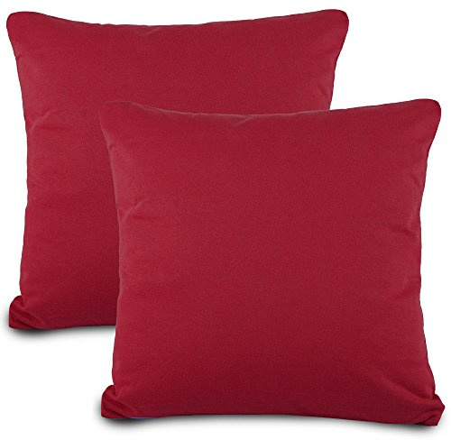 aqua-textil Classic Line Baumwoll Kissenbezug 2er-Set 80 x 80 cm Bordeaux rot e Kissen Bezug Kissenhülle. Kopfkissenüberzug. Pillowcase. Bettkissen. Kopfkissenbezug. Reißverschluss Jersey