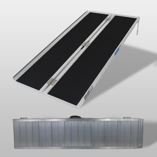 TRUTZHOLM Rollstuhlrampe klappbar 152 cm Traglast 272 kg Alu grau schwarz beschichtet Auffahrrampe
