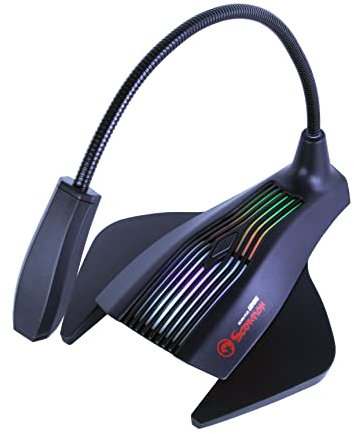 Scorpion - Microphone de Jeu - Rétro-éclairage RGB en 7 Couleurs - Microphone omnidirectionnel - Connecteur USB - Taille 6 mm x 5 mm - pour Windows 7 ou Supérieur - Noir Couleur