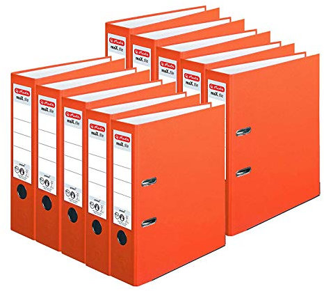 Herlitz Ordner maX.file protect A4 (8 cm mit Einsteckrückenschild) 10er Pack (Orange)