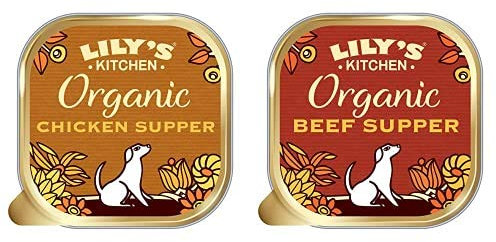 Lily's Kitchen Organic Chicken Supper and Organic Beef Supper - Adult Wet Dog Food (22 Trays x 150 g)