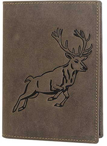 Harrys-Collection Ausweismappe Herren Büffelleder RFID Schutz, Dunkelbraun | aus robustem Büffelleder, mit durchsichtigen Hüllen für den Jagdschein, ideales Zubehör für Jäger zum Oktoberfest