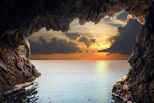 Magnettafel Pinnwand XXL Bild Natur Grotte Meer Felsen Größe 100 x 80 cm