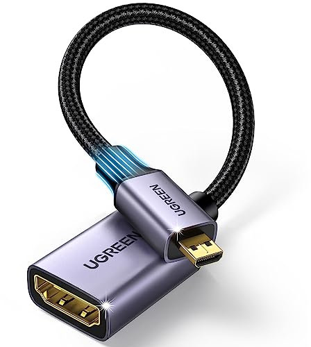 UGREEN Cavo Micro HDMI Adaptador 3D 4K 60hz Alta Velocidad Compatibile con Fotocamere Videocamera Cámara TV PC Laptopp, Grigio
