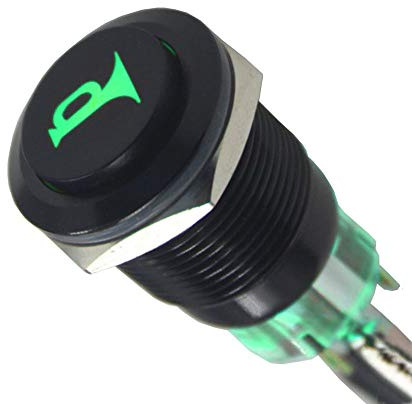 ETOPARS Custodia Nera 19mm 12V 5A Auto Luce Verde Freccia Pulsante di Avviamento 19mm Interruttore a levetta Momentaneo 5Pin Testa Alta
