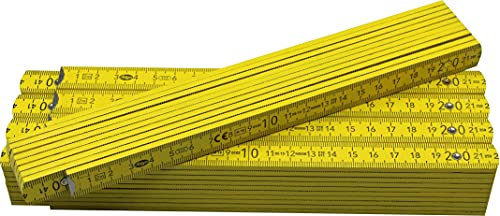 Adga 250 Plus Lot de 5 mètres pliants en bois de hêtre avec angle de 90°,180° et échelle d'angle (30°/45°/60°/75°/90°) – Mètre pliant de marque en bois de hêtre – Jaune sans inscription publicitaire.