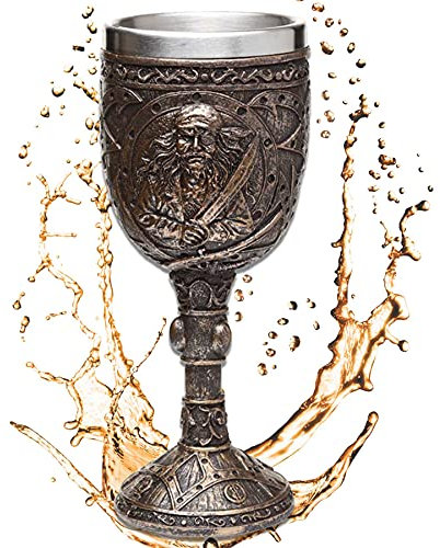 mtb more energy Gobelet décoratif « Ancient Bounty Hunter » - Aspect bronze - Avec crâne de pirate - Freibeuter Fantasy Caraïbes