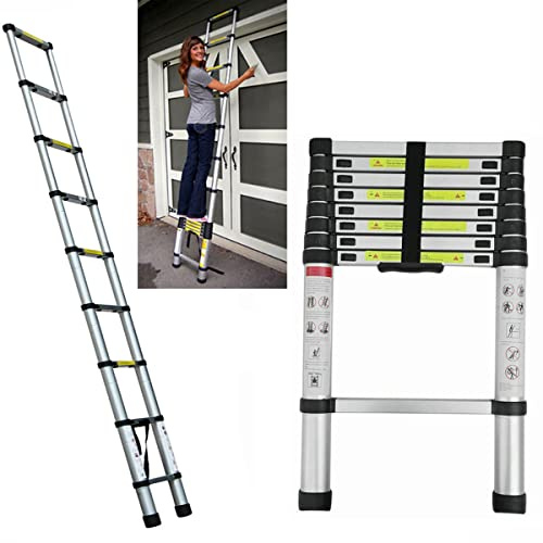 Échelles Télescopique 2,6 M, Echelle Pliante Légère en Aluminium, Escabeau Telescopique échelle d'extension Polyvalente, Echelle de Toit de 9 marches, Charge Maximale 150kg