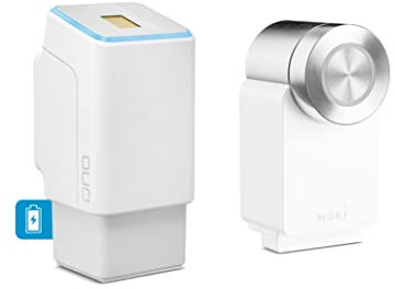 EKEY UNO 200202 Fingerprint mit Akku inkl. Nuki Smart Lock 3.0 Pro weiß, Akkubetriebenes Nachrüst-Set für alle gängigen Türen, weiß