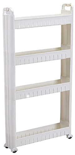 10 Cm Smal Rullande Förvaringsvagn, Smal Mobil Skafferivagn For Kök Med Hjul, Utskjutbar Smal Rullvagn Enkel Montering For Trånga Utrymmen, Vit (Color : 4-layer)