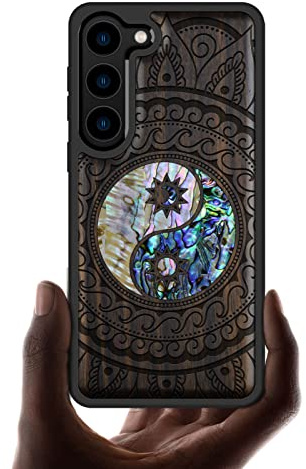 Carveit Handcrafted Case for Galaxy S23 (Yin Yang Paisley-Blackwood)