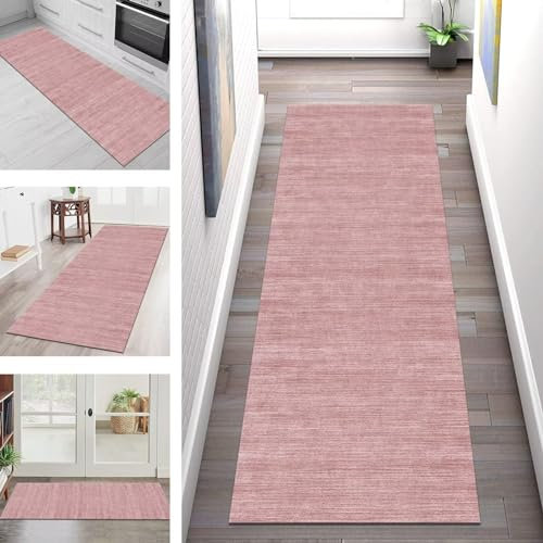 Teppich Läufer Flur Küche rutschfest waschbar Teppichläufer Lang 110X200CM Hellrot Küchenläufer 3D Meterware Korridor Tepiche Esszimmer Schlafzimmer Wohnzimmer Schmutzfangmatte Breit 40-120cm