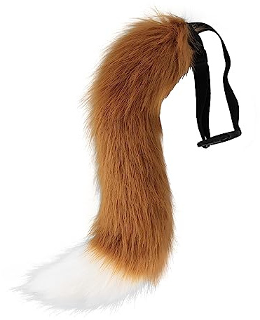 BYNYXI Halloween Kunstpelz Fuchsschwanz, 60cm Lang Tierschwanz Fuchsschwanz Cosplay Plüsch Fuchs Kostüm Cosplay Halloween Kostüme Wolfsschwanz Kostüm Fuchsschwanz für Erwachsene Cosplay Rollenspiele