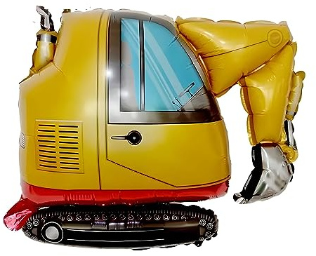 Folienballon Fahrzeug Motiv in Bagger-Form, ca. 64 * 75 cm, Perfekt für Kindergeburtstage, Themenpartys, Dekoration, Geschenk, Überraschung, Luftballon Spielzeug, Langlebig und Wiederverwendbar