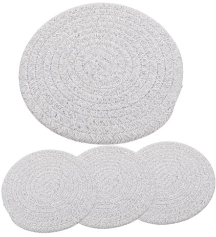 4 Stück Tischset aus Baumwollseil abwaschbare tischset Picknick tischset geflochtene Getränkeuntersetzer Untersetzer aus Baumwollseil Weben schmücken Kaffeepad Topflappen Stativ