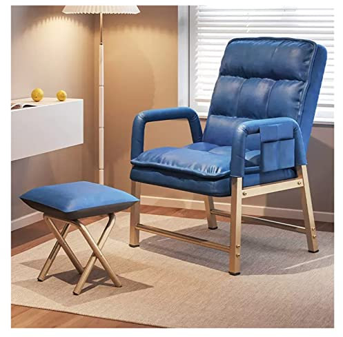 Sessel, Akzentstuhl, Lazy Chair mit Fußschemel, Ledersofa, Schlafsessel mit Verstellbarer Rückenlehne, ergonomischer Loungesessel, hohe Rückenlehne, Einzelliege (Farbe: Blau, Größe: mit Otto
