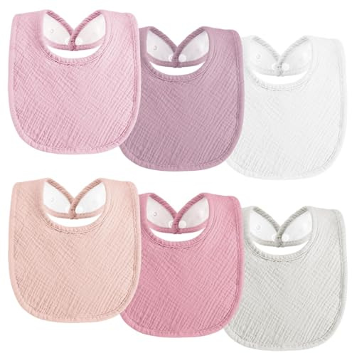 Kewlife Gift Baby Haklapp för Bebis Kvadratisk Baby Muslin Halsduk Haklapp Justerbara för Pojkar och Flickor - 6 Stycken