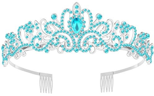 Queenship Tiara Krone für Frauen, Königin Tiara für Geburtstag, Abschlussball, Brautparty, Custome Blau