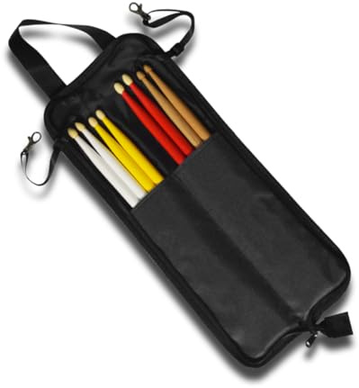 OFFSCH Drumstick Tasche aus Schwarzem Pvc mit Tragegriff und Doppeltem Haken Praktischer Taschenhalter für Drumsticks zum Üben und Befestigen Am Floor Tom