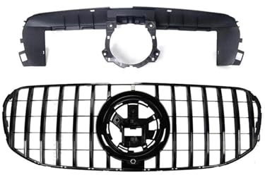 Auto Kühlergrill GT Style Hood Mesh Kühlergrill Stoßstangengrill Für Benz Für GLS X167 2020 2021 2022 2023 400 450 580 GLS400 GLS450 Zubehör Auto Frontgrill(Schwarz)
