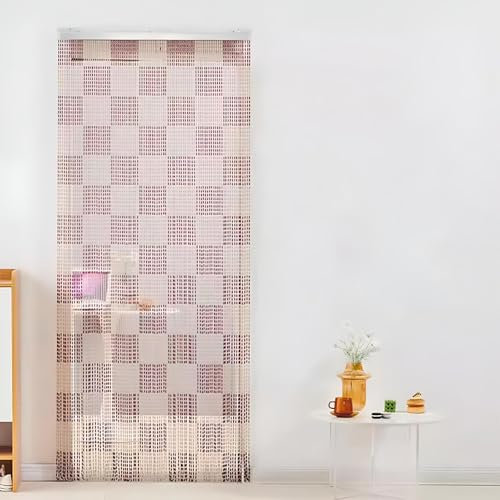 Eiauiuo Hängender Perlenvorhang Kristallklarer Acryl Perlen Stilvoller Fadenvorhang Für Wohnzimmer Schlafzimmer Raumteiler Dekorativer Türvorhang(Quadrat,90x220cm(90 Stränge))
