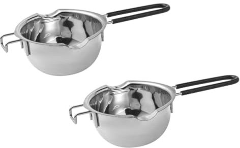 OKUMEYR 2pcs Stainless Steel Chocolate Melting Pot Butter Melting Pot for Chocolate Fondue Milk Heating Utensil for Party Dessert