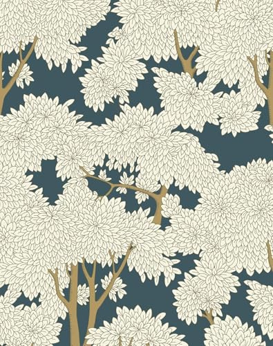 HomKihapai Papier peint à décoller et à coller, papier peint jungle, papier peint imperméable pour salle de bain, papier peint à coller (bleu paon, 45 cm x 2 m)