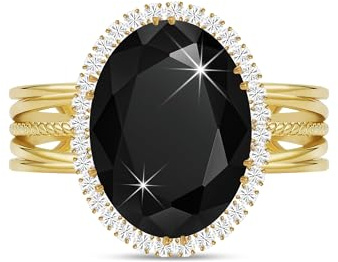 Linawe Falscher Diamant Ringe Frauen, Moissanite Damenring Modeschmuck Jewelry, Ring mit Stein Verstellbar Fingerring, Statement Ring Schmuck aus Gold/Silber