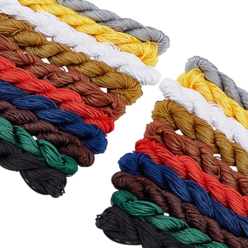 PH PandaHall 520m Nylon String 10 Colors Beading Thread 1mm Bracelet String Chinese Knotting Cords Kumihimo Threads Blinds Lift Rope for Jewellery Making Necklaces Macrame Tassels and Craft