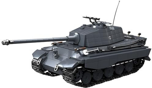 DzirePada Panzer Tiger II Bausteine Bausatz, 1563Stück WW2 Armee Modelle | Panzer Spielzeug, Waffen Krieg Fahrzeuge Klemmbausteine Kit, Ideen Militärische Geschenke für Jungen Kinder Erwachsene